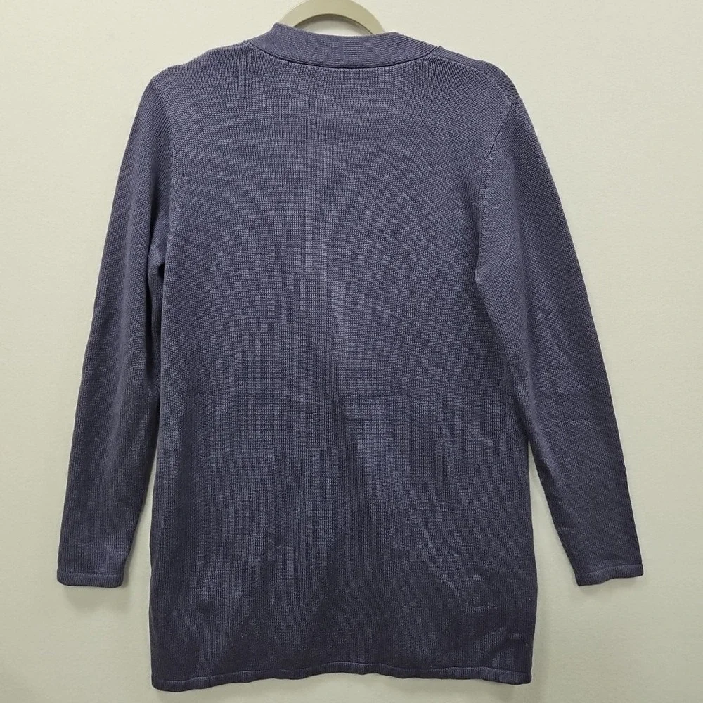 J Jill Purple Cardigan Sweater Size Medium One Button Viscose Wool Blend Pockets - Picture 2 of 8